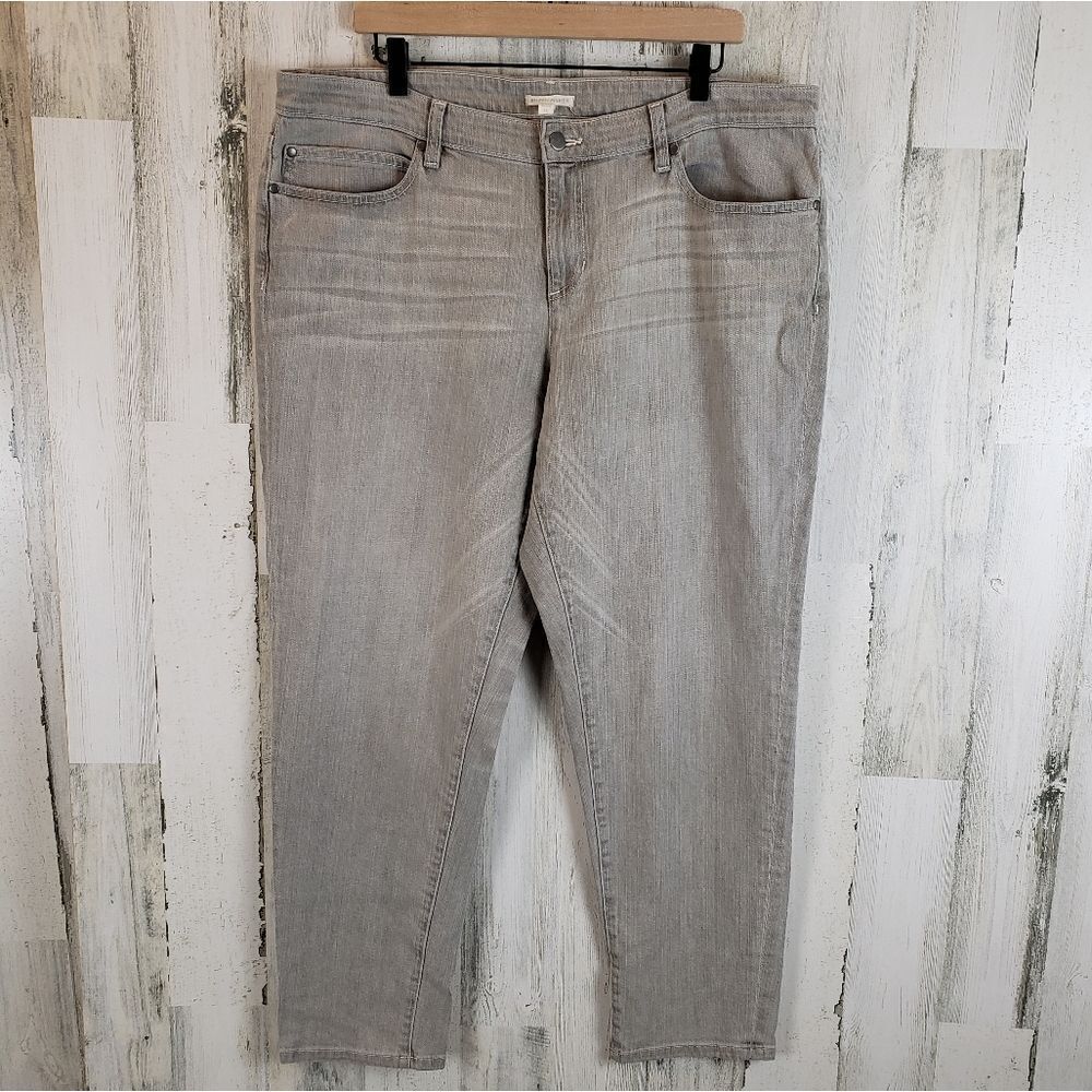 Eileen Fisher Organic Cotton Gray Straight Leg Jeans Size 16